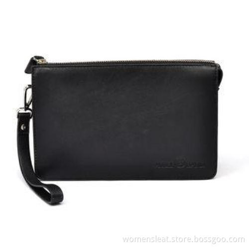 Smooth Nappa Genuine Leather Mens Wristlet Bag Customized
